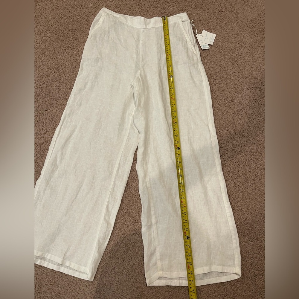 CYNTHIA ROWLEY White Linen Flare Wide-leg Pants - Picture 7 of 10